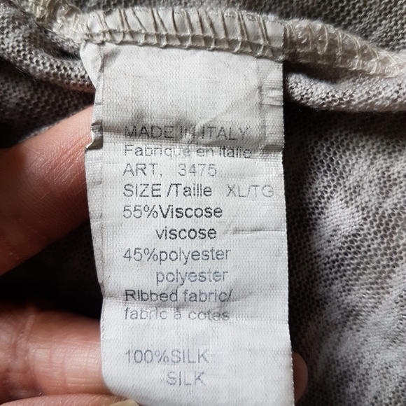 Made in Italy Open Front Silk Trim Long Sleeve Light Weight Cardigan Sz … - Picture 10 of 13